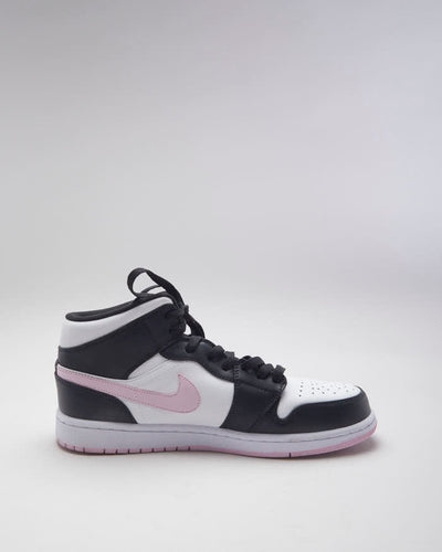 Jordan 1 Mid White Black Arctic Pink Trainers - UK 8