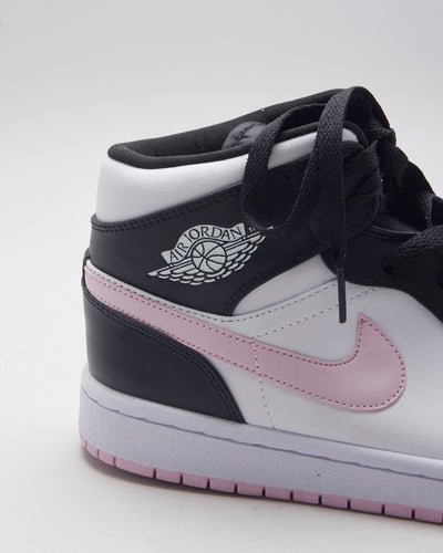 Jordan 1 Mid White Black Arctic Pink Trainers - UK 8