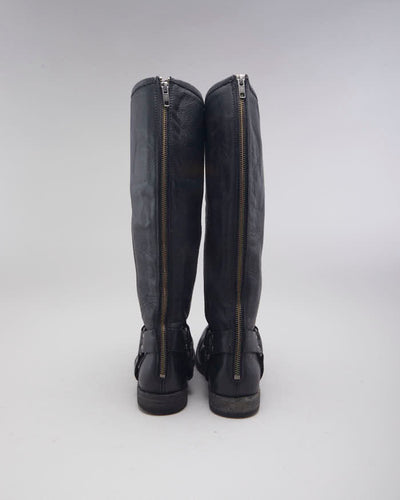 Vintage FRYE High Zip Leather Boots - UK 8