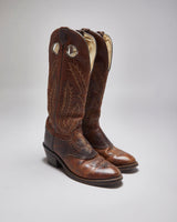 Vintage Leather Tall Cowboy Boots - UK 9
