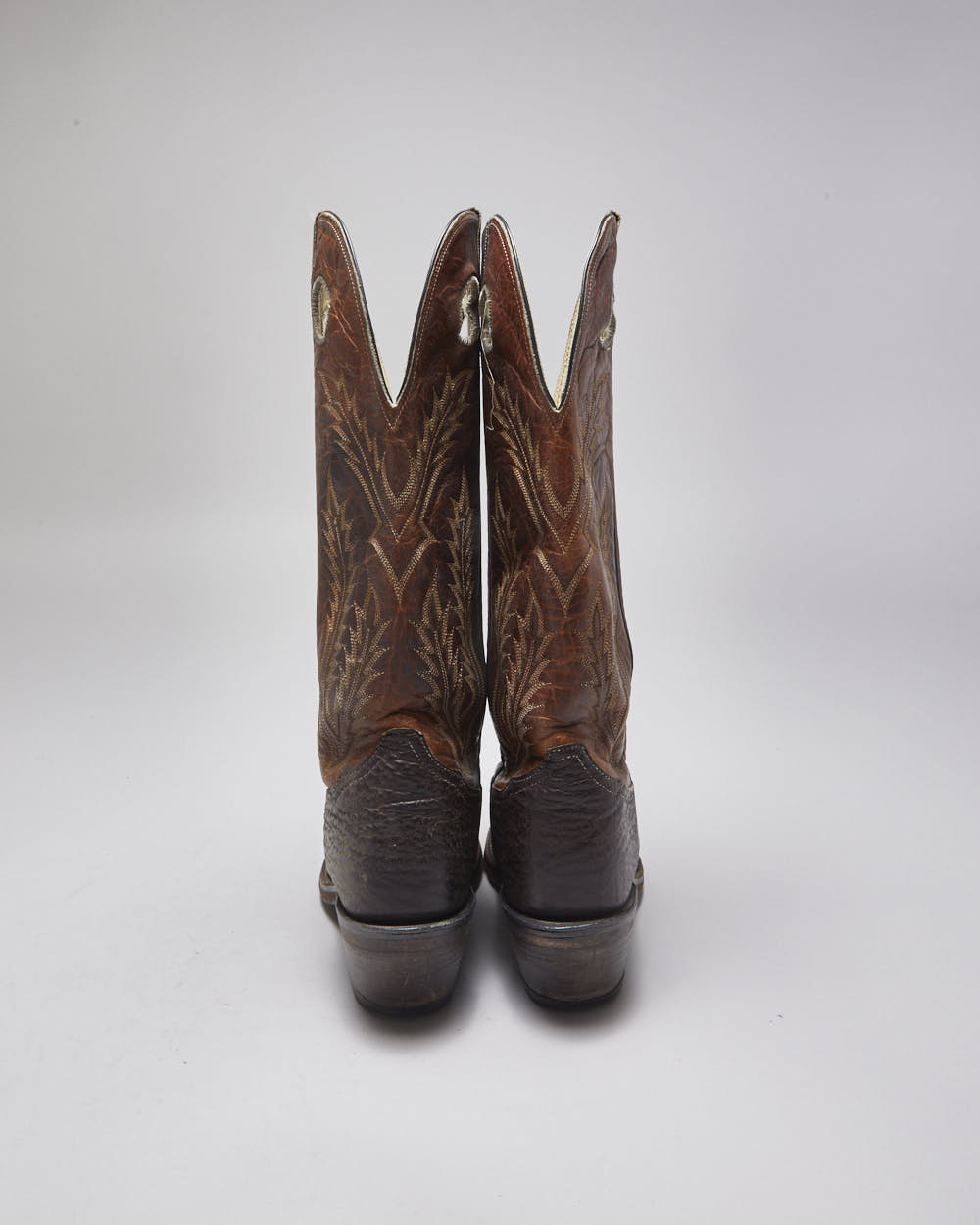 Vintage Leather Tall Cowboy Boots - UK 9