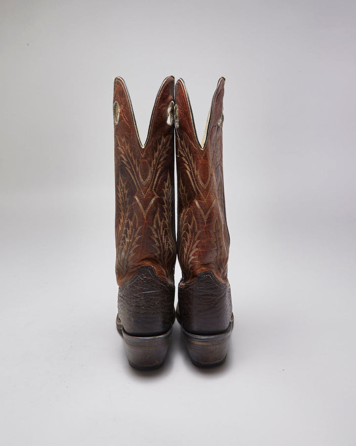 Vintage Leather Tall Cowboy Boots - UK 9