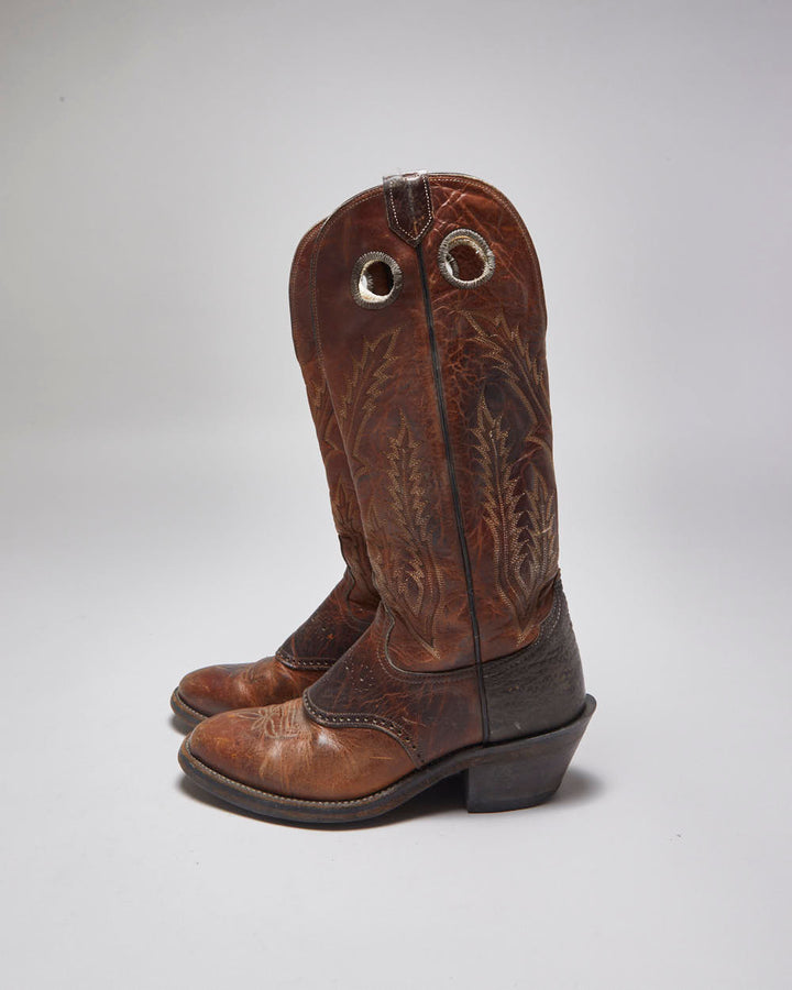 Vintage Leather Tall Cowboy Boots - UK 9