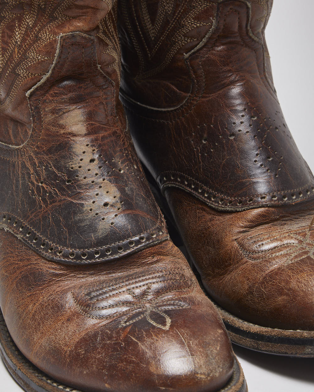 Vintage Leather Tall Cowboy Boots - UK 9