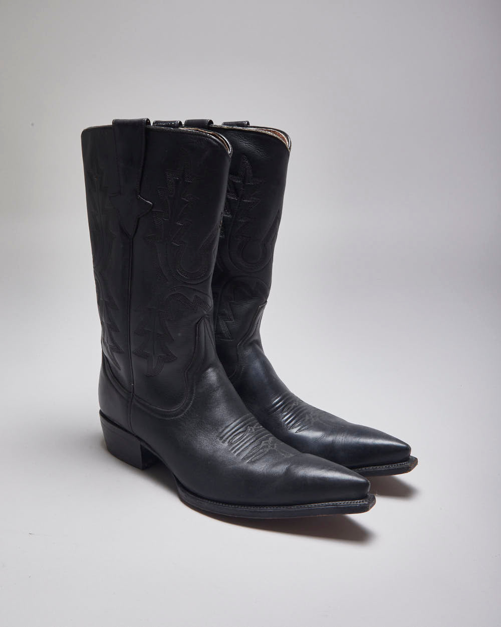 Vintage Zodiac Black Leather Cowboy Boots - UK 11
