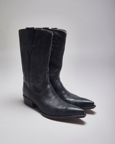Vintage Zodiac Black Leather Cowboy Boots - UK 11