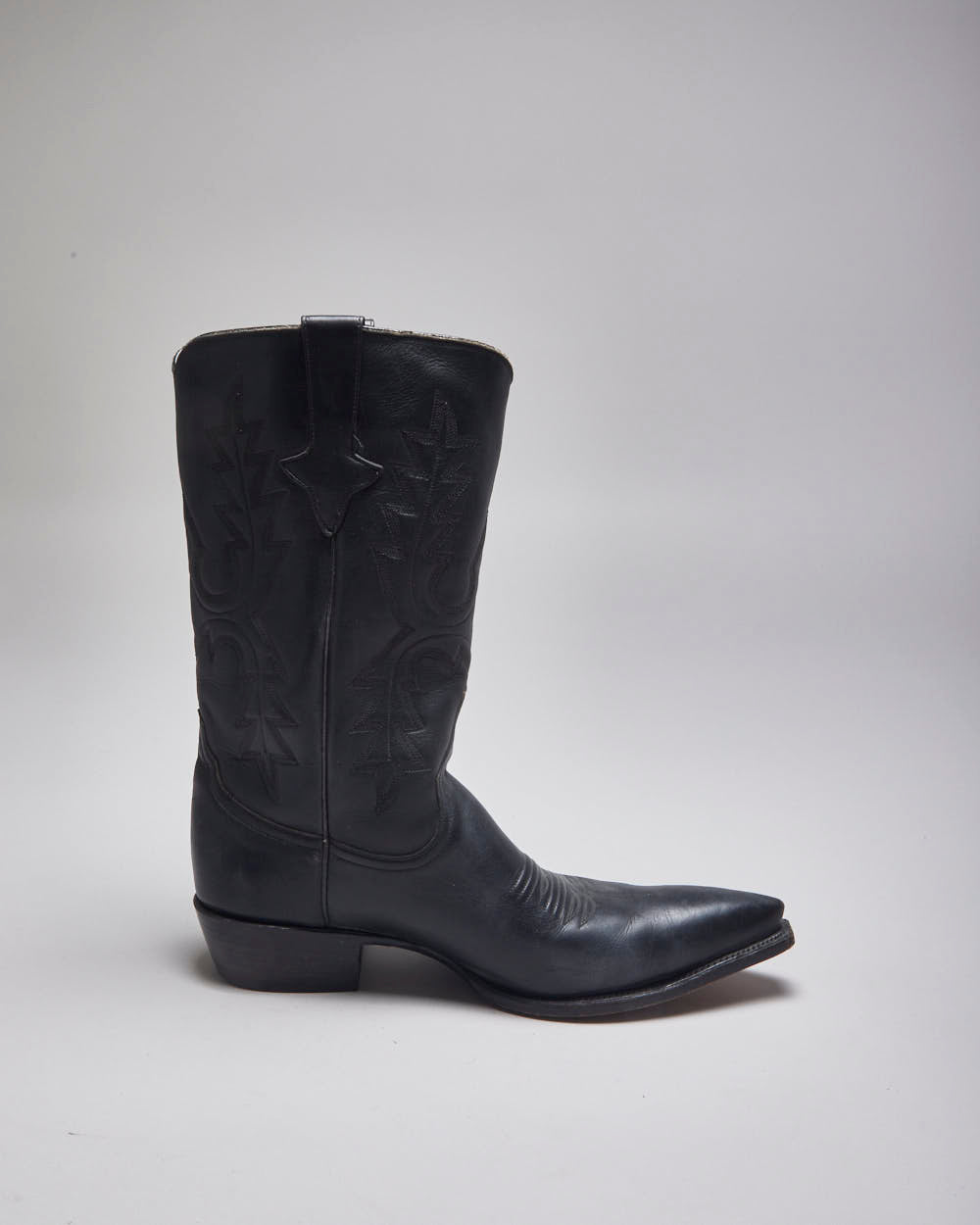 Vintage Zodiac Black Leather Cowboy Boots - UK 11
