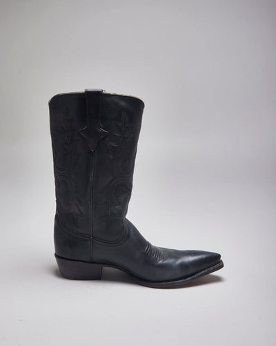 Vintage Zodiac Black Leather Cowboy Boots - UK 11