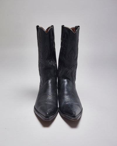 Vintage Zodiac Black Leather Cowboy Boots - UK 11