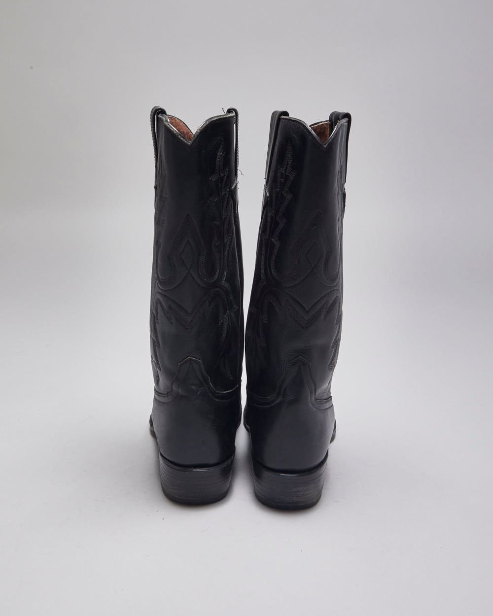 Vintage Zodiac Black Leather Cowboy Boots - UK 11