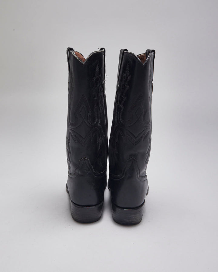 Vintage Zodiac Black Leather Cowboy Boots - UK 11