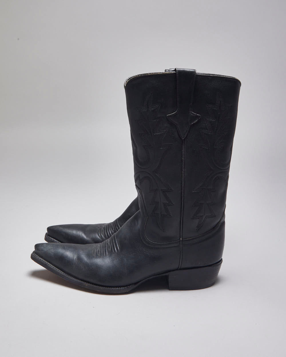 Vintage Zodiac Black Leather Cowboy Boots - UK 11