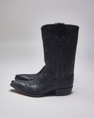 Vintage Zodiac Black Leather Cowboy Boots - UK 11