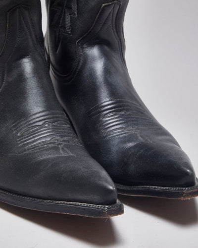 Vintage Zodiac Black Leather Cowboy Boots - UK 11