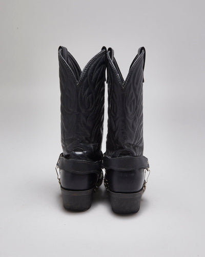 Vintage Black Leather Cowboy Boots - UK 7