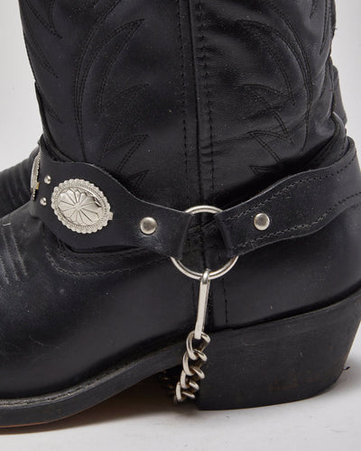 Vintage Black Leather Cowboy Boots - UK 7