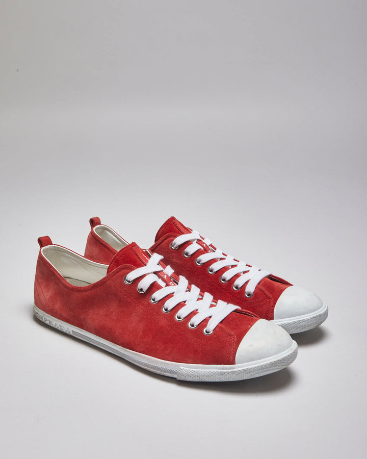 Scarpe da ginnastica rosse Prada UK 12 – Rokit - Main Image