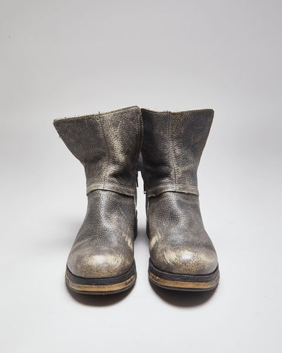 Vintage CAT Grey Leather Chelsea Work Boots - UK 8
