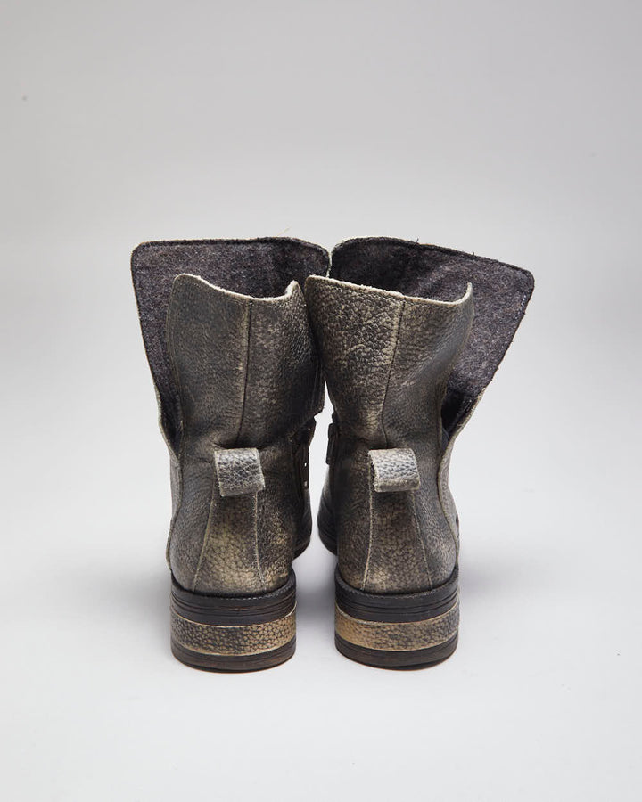 Vintage CAT Grey Leather Chelsea Work Boots - UK 8