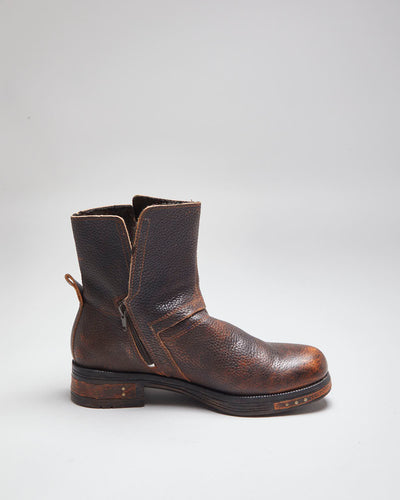 Vintage CAT Brown Leather Chelsea Work Boots - UK 8