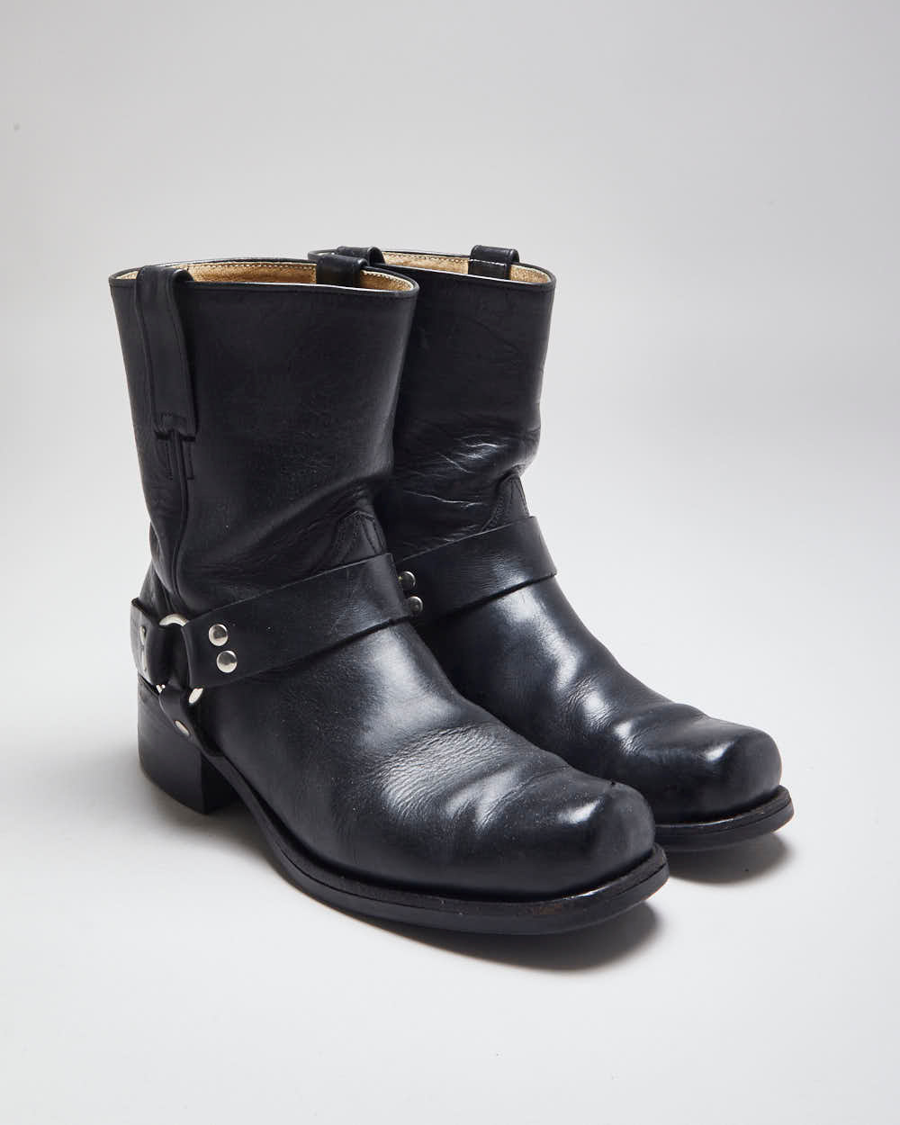 Vintage 90's Biker Leather Slip On Boots - UK 9.5