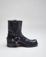 Vintage 90's Biker Leather Slip On Boots - UK 9.5