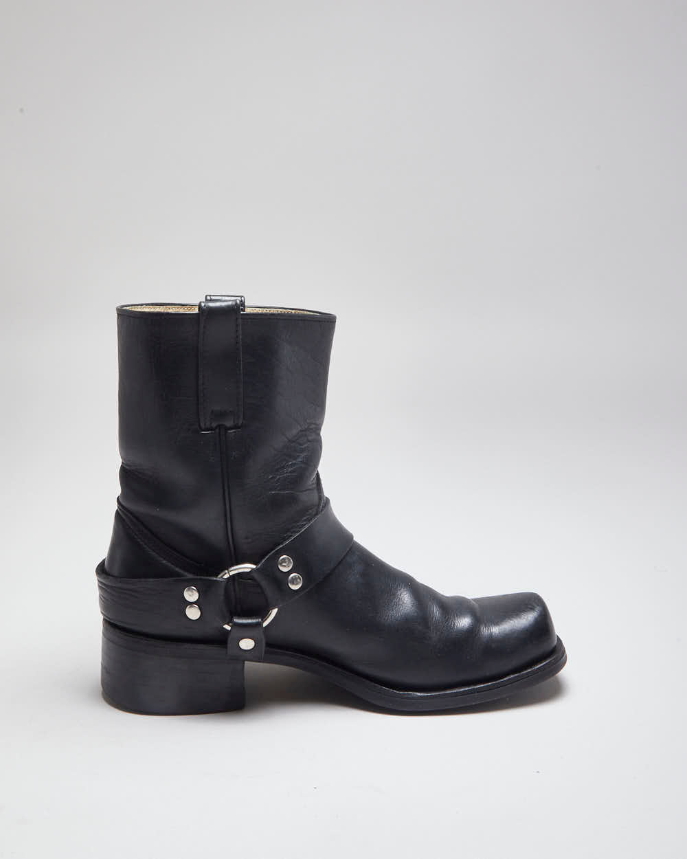 Vintage 90's Biker Leather Slip On Boots - UK 9.5
