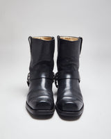 Vintage 90's Biker Leather Slip On Boots - UK 9.5