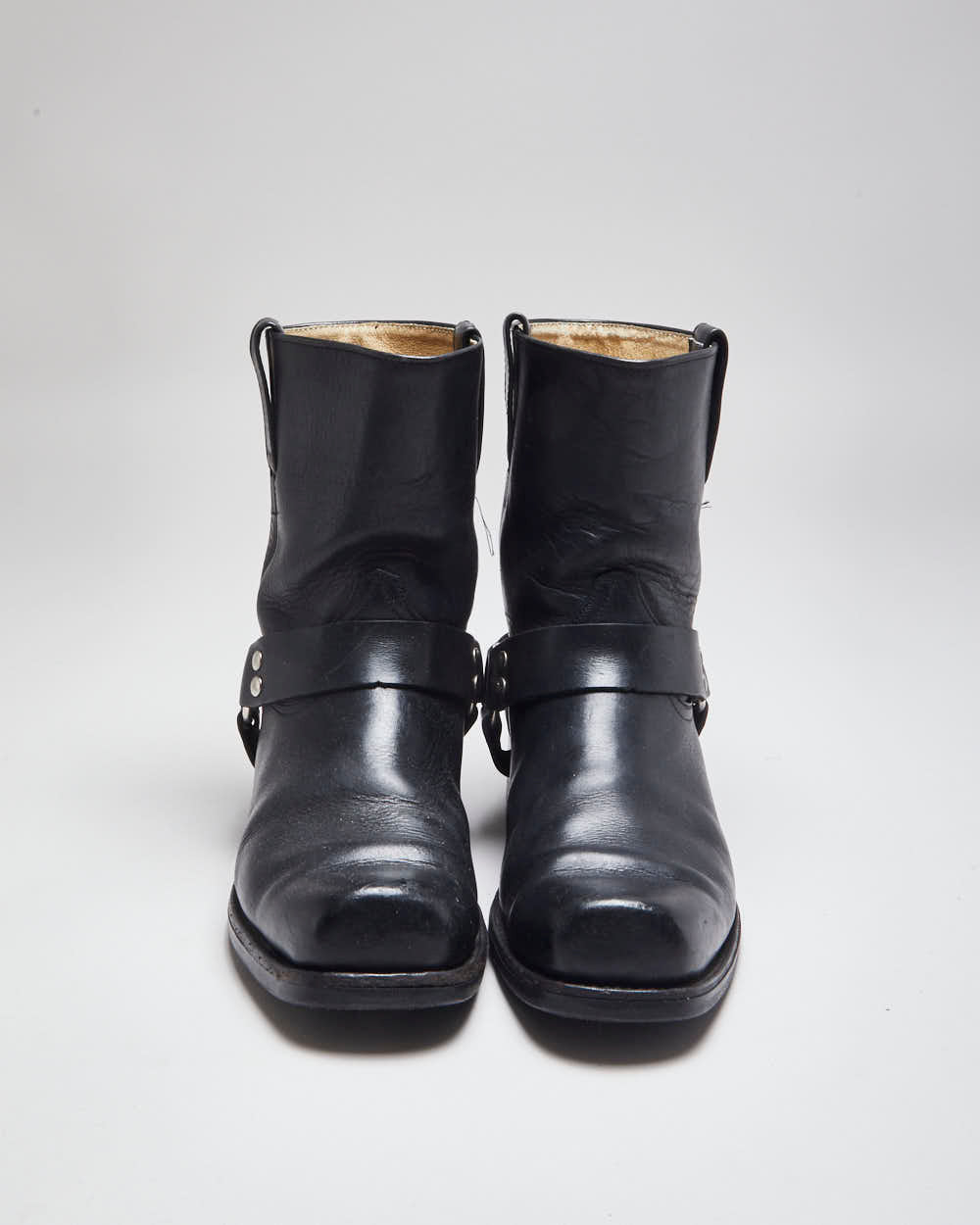 Vintage 90's Biker Leather Slip On Boots - UK 9.5