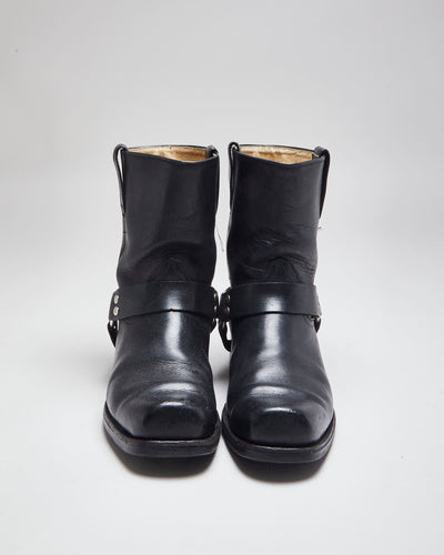 Vintage 90's Biker Leather Slip On Boots - UK 9.5