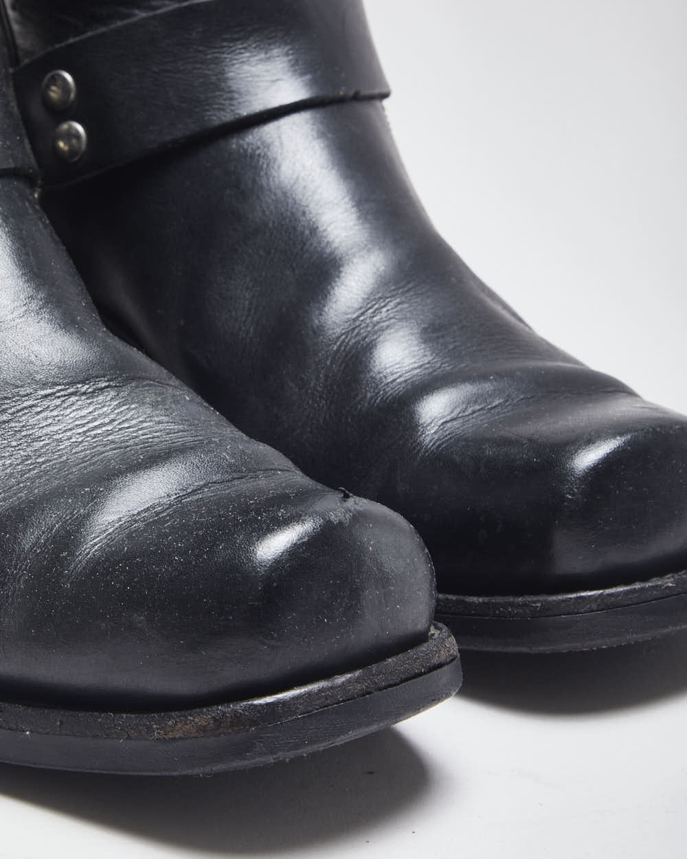 Vintage 90's Biker Leather Slip On Boots - UK 9.5