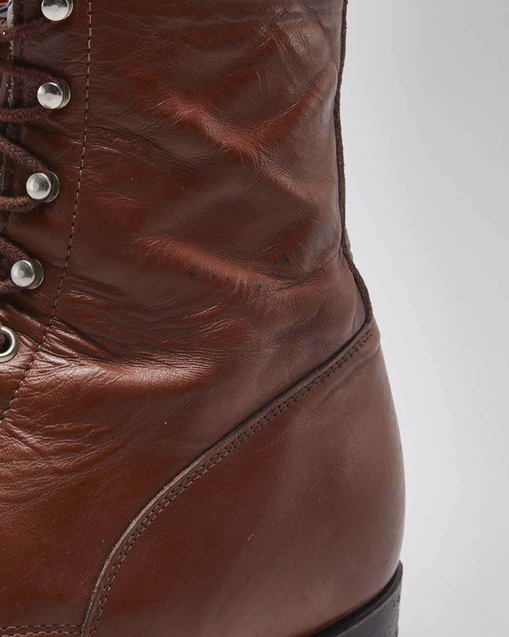 Vintage Brown Leather Fringe Front Ankle Boots - UK 8.5