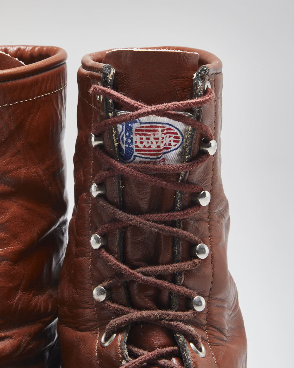 Vintage Brown Leather Fringe Front Ankle Boots - UK 8.5