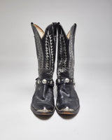 Vintage Handmade Black Leather Cowboy Boots - UK10.5