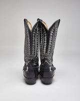 Vintage Handmade Black Leather Cowboy Boots - UK10.5