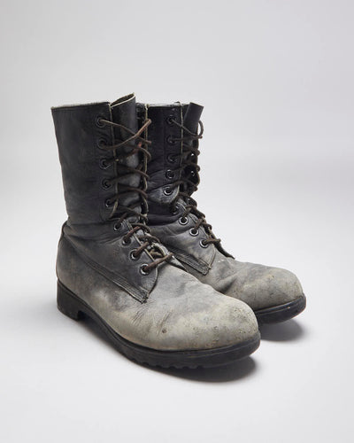 Vintage 90's Military Style Faded Leather Boots - UK 7.5