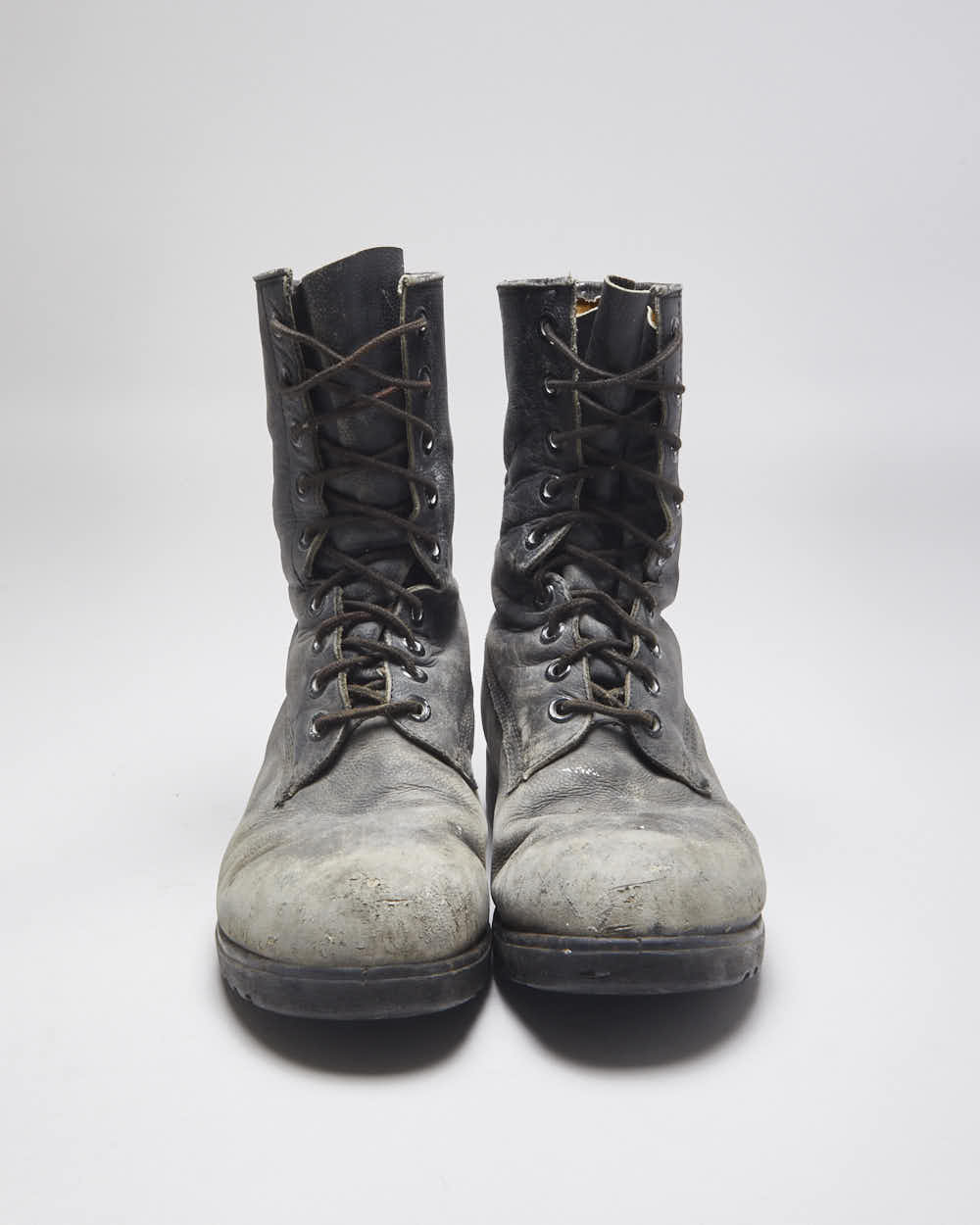 Vintage 90's Military Style Faded Leather Boots - UK 7.5