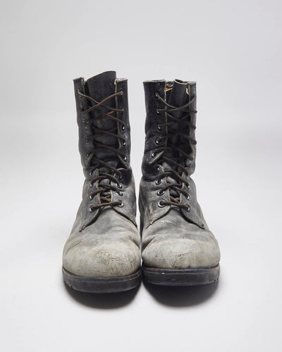 Vintage 90's Military Style Faded Leather Boots - UK 7.5