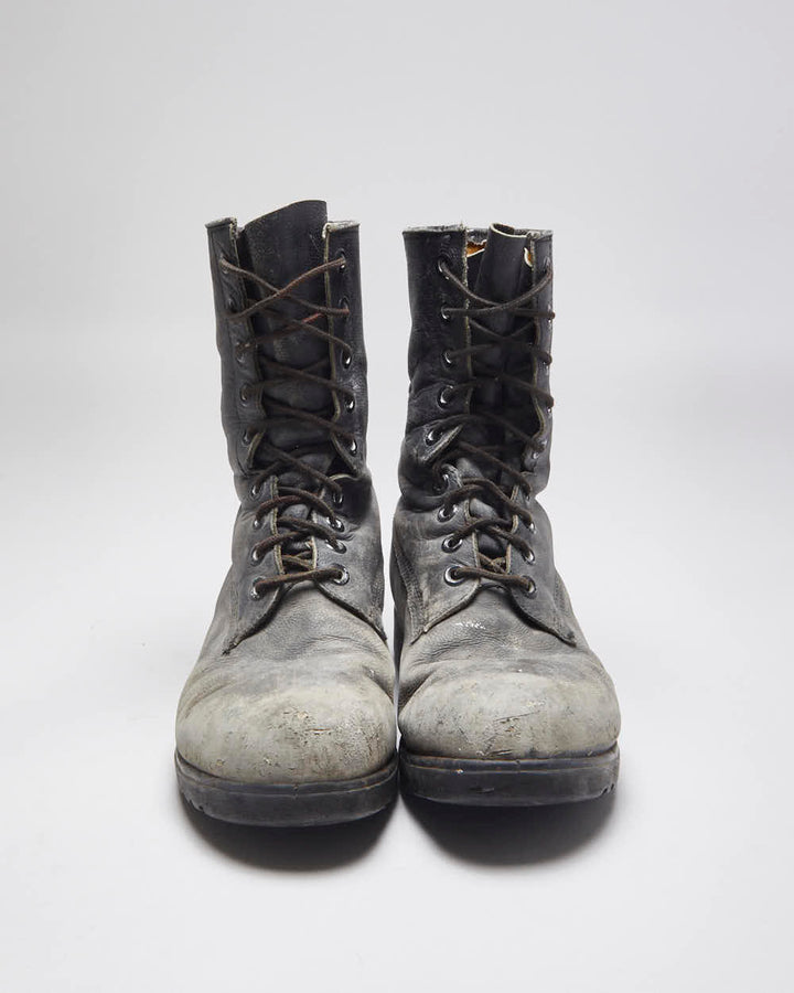 Vintage 90's Military Style Faded Leather Boots - UK 7.5