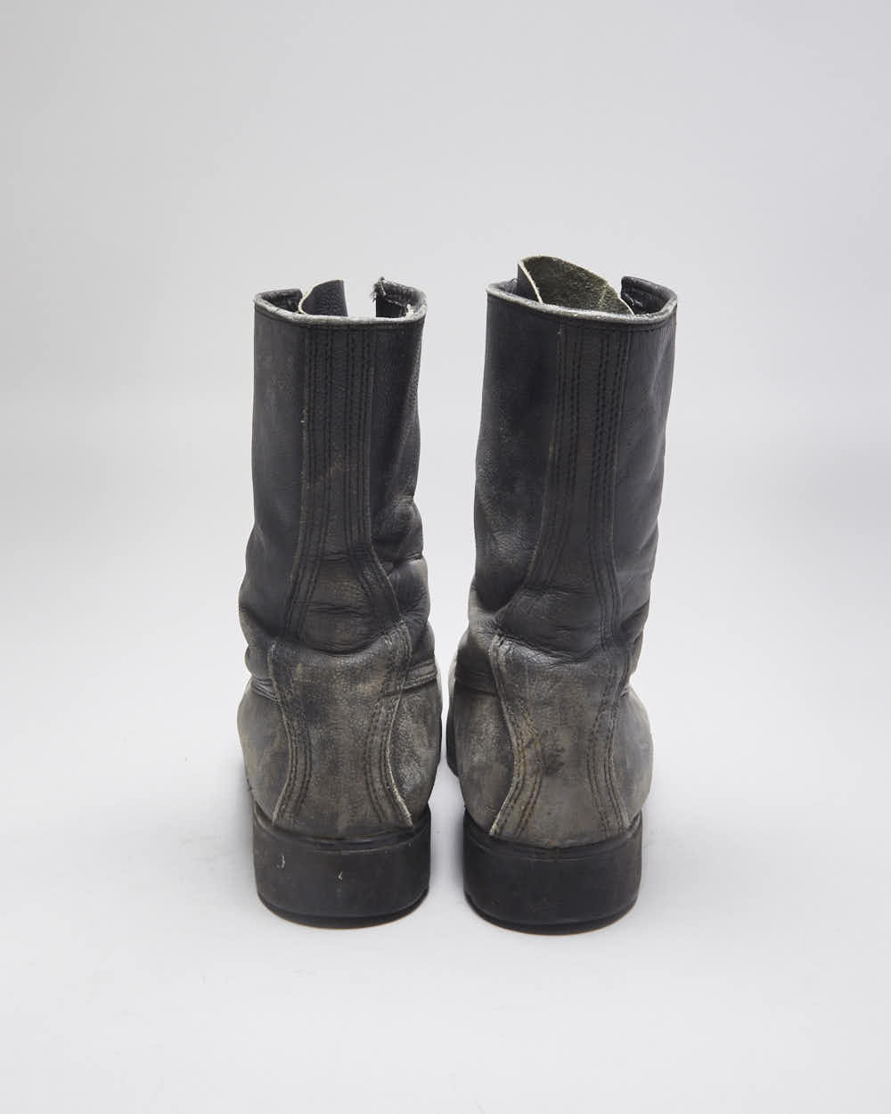 Vintage 90's Military Style Faded Leather Boots - UK 7.5