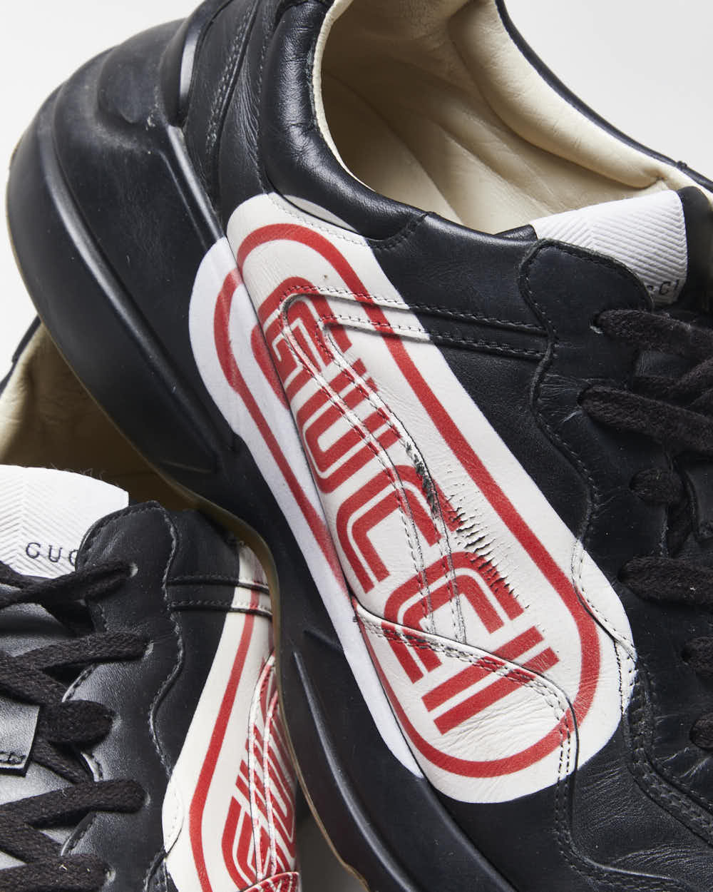 Gucci Rython Mick Gucci Rython Leather Trainers - UK8 – Rokit