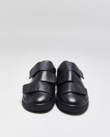 Acne Studios Triple Black Leather Low Velcro Trainers - UK6