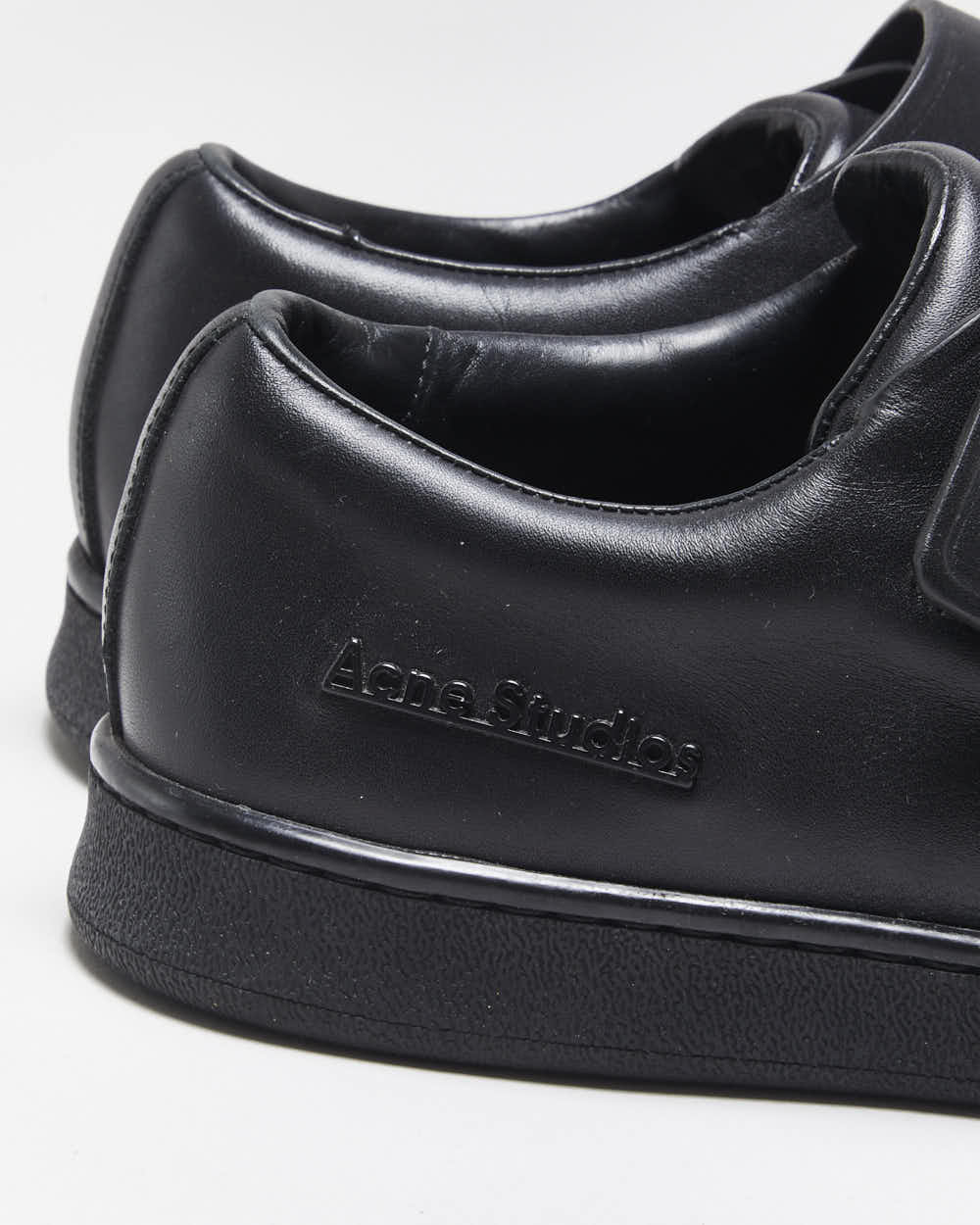 Acne Studios Triple Black Leather Low Velcro Trainers - UK6