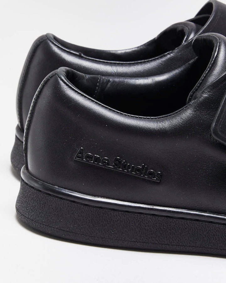 Acne Studios Triple Black Leather Low Velcro Trainers - UK6
