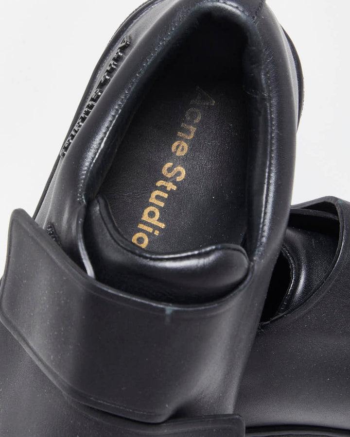 Acne Studios Triple Black Leather Low Velcro Trainers - UK6