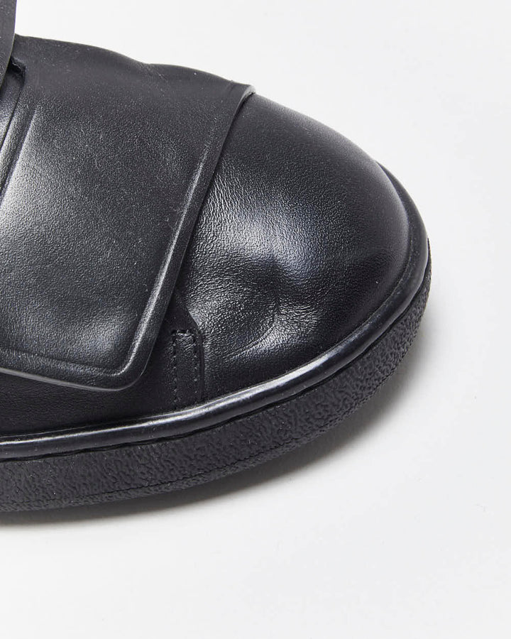 Acne Studios Triple Black Leather Low Velcro Trainers - UK6
