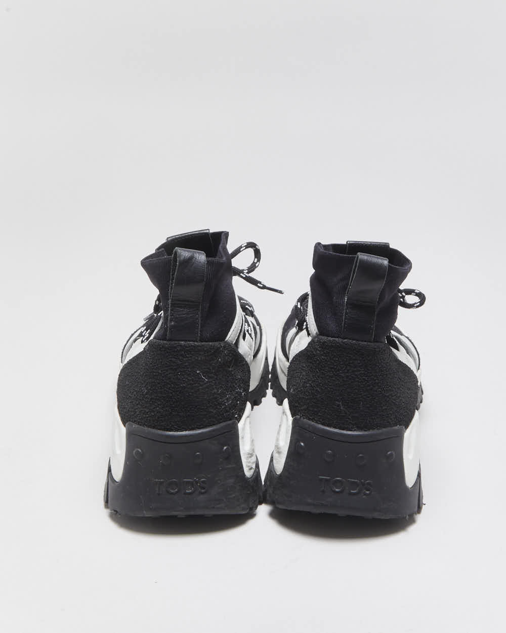 2022 Tod's Leather Knit &amp; Leather Chunky Sock Boot Trainers - UK8.5