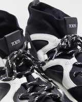 2022 Tod's Leather Knit &amp; Leather Chunky Sock Boot Trainers - UK8.5