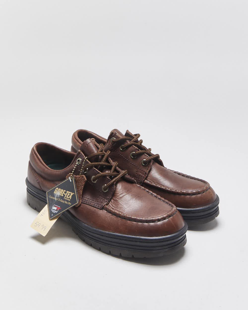 DSWT Vintage 1990s Eddie Bauer Gore-Tex Leather 4-Eye Moc Toe Deck Shoes - UK7.5
