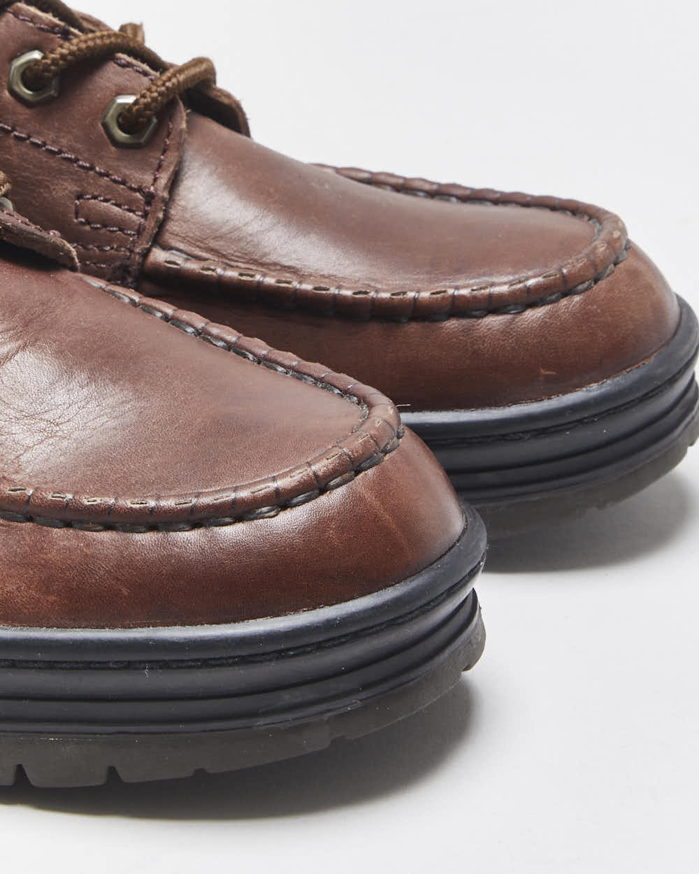 DSWT Vintage 1990s Eddie Bauer Gore-Tex Leather 4-Eye Moc Toe Deck Shoes - UK7.5